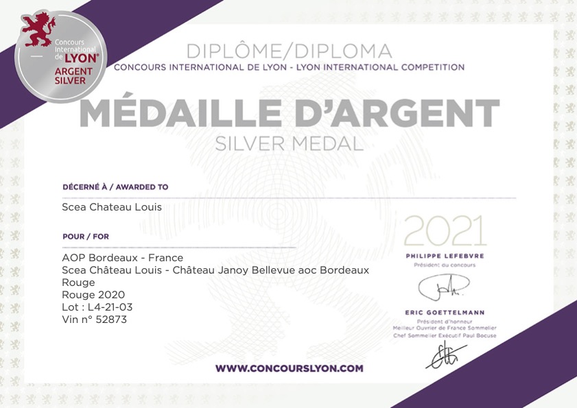 Janoy Bellevue 2020 Bdx Rouge - Lyon Argent