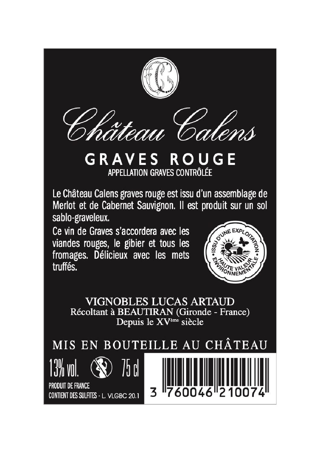 Château Calens - Graves rouge 2020 – Image 2