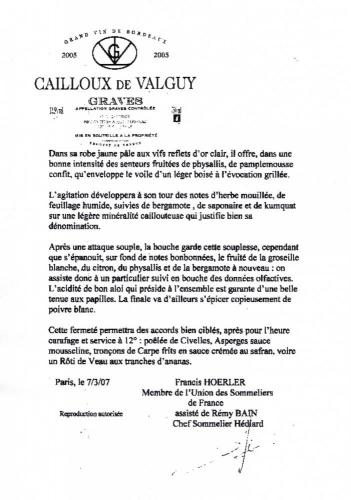 l`avis des sommeliers F HOERLER et R BAIN