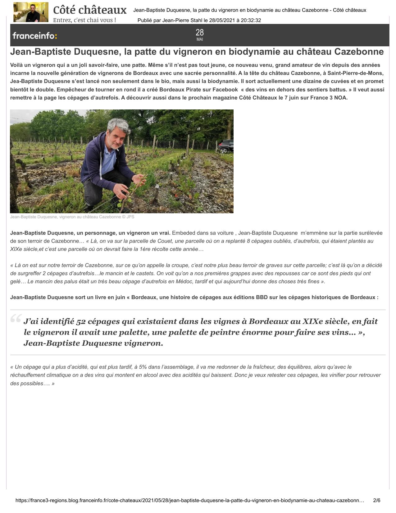 Jean-Baptiste Duquesne, la patte du vigneron en biodynamie au château Cazebonne
