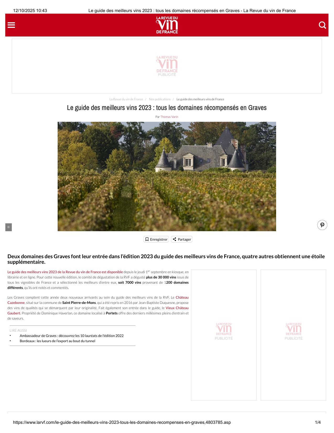 Le guide des meilleurs vins 2023 : tous les domaines récompensés en Graves