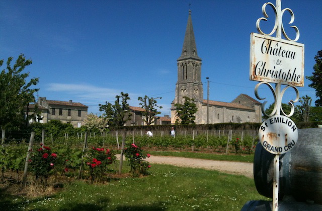 Vignes du Château Saint-Christophe avec vue sur l'église