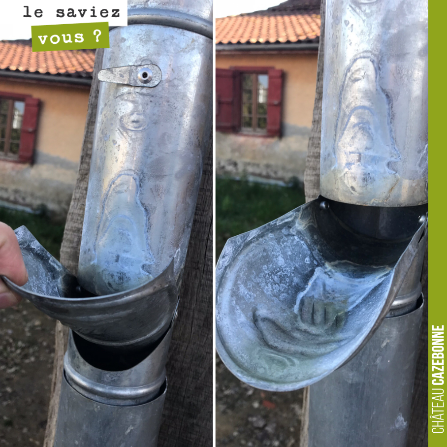 Céline Oulié (Madiran) a mis au point un ingénieux système pour récupérer les eaux de pluie en vue de ses préparations biodynamiques. Elle ouvre ou ferme en fonction de ses besoins le tuyau pour re...