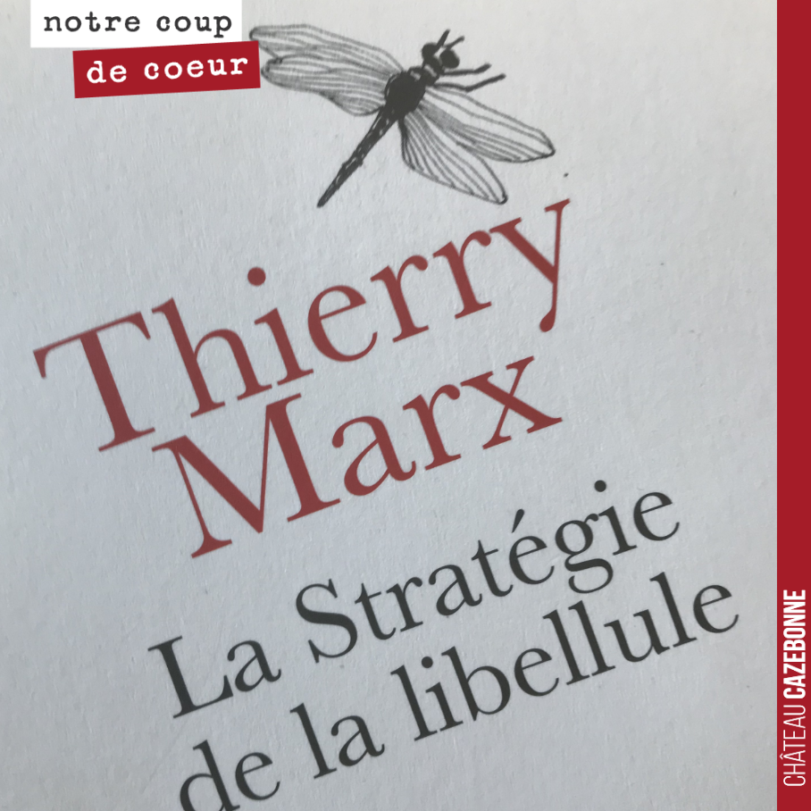 Comme l’emblème de Château Cazebonne est la libellule, on se devait d’acheter l’ouvrage de Thierry Marx, La stratégie de la libellule.
‘Lorsque la libellule est confrontée à un obstacle, son premie...