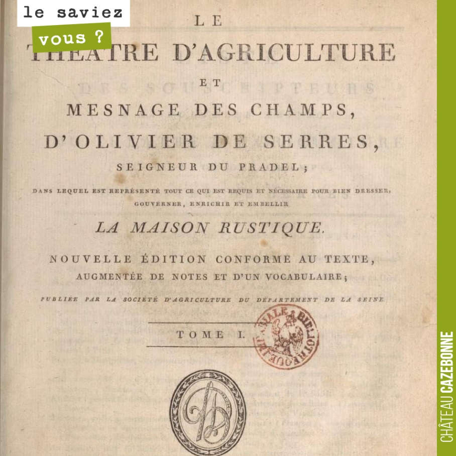 Bonne résolution.
Se plonger dans le Théâtre d’agriculture, ouvrage rédigé au 16ème siècle par Olivier de Serres.
Cette ouvrage connut 19 rééditions de 1600 à 1675.
L’auteur est aujourd’hui considé...
