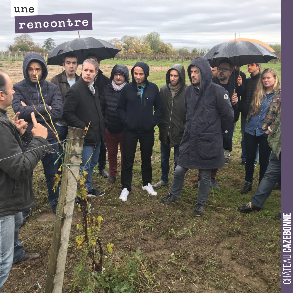 Quand un groupe d’amateurs de vins vient nous rendre visite au domaine, c’est toujours un plaisir de les accueillir pour leur parler de notre passion.