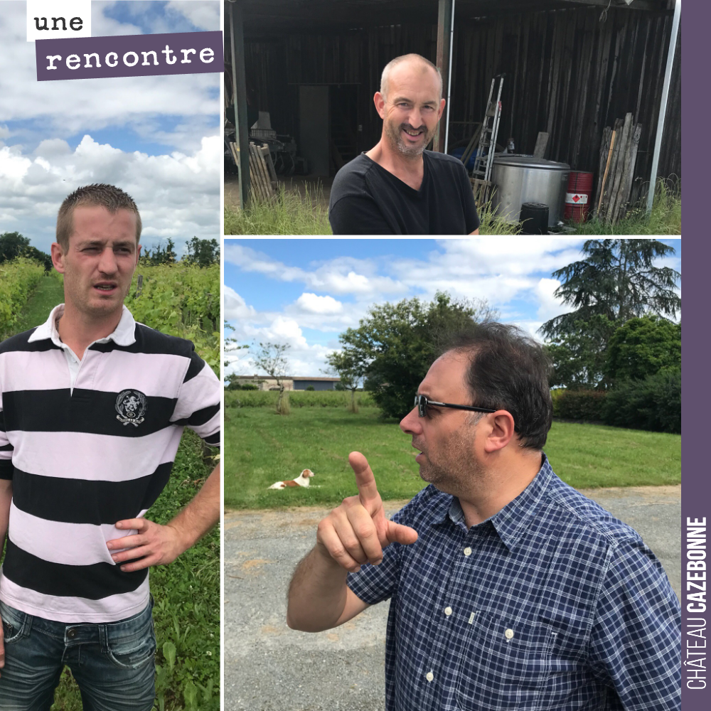 David, Bruno, Benjamin...
Sans eux, il n'y aurait pas de millésime 2018. Merci à eux !