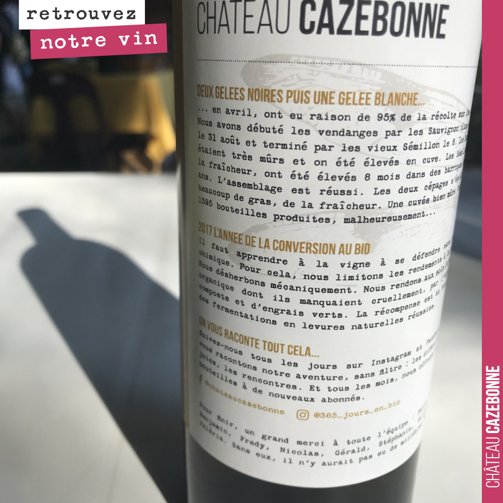 Un vin, c’est le travail d’une équipe...
On ne peut pas élaborer un grand vin que si tout au long de la chaîne, l’implication de chacun a été maximale : travail à la taille, secaillage, épamprage,...