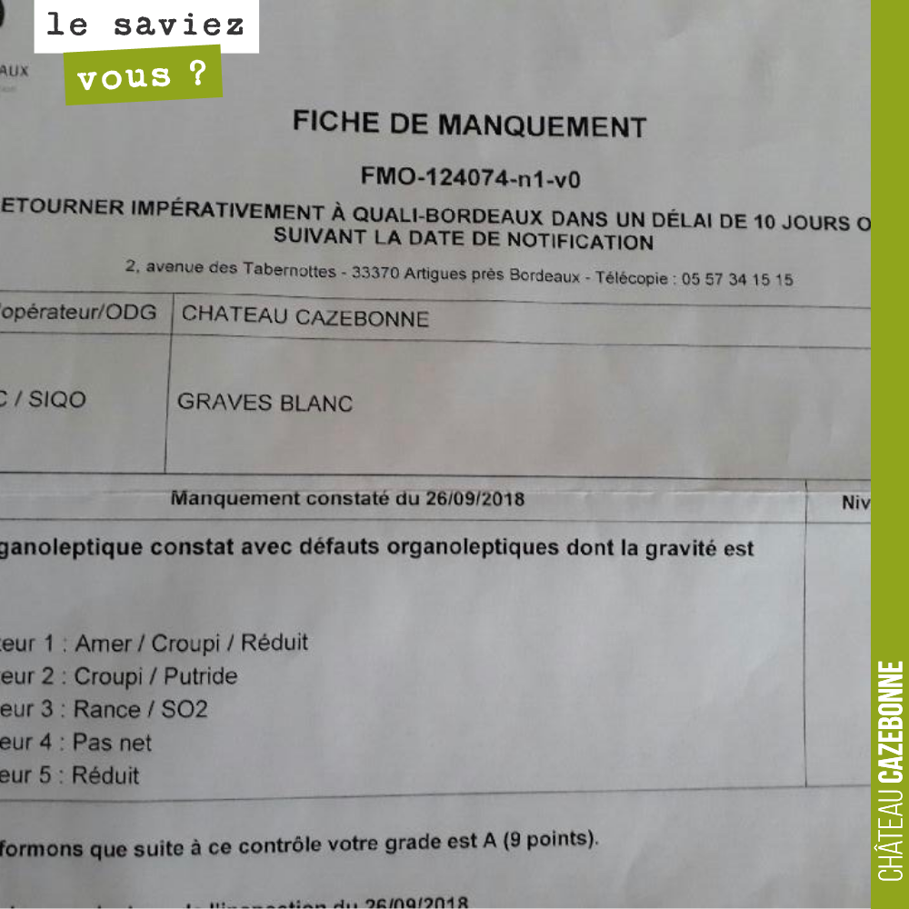 Je ne suis plus en colère !
Cela fait quelques jours que nous avons reçu ce courrier concernant notre blanc 2017. Il s’agit d’une dégustation de Quali-Bordeaux l’organisme en charge de déguster ...