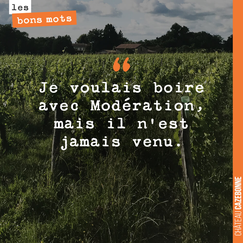 Je voulais boire avec Modération, mais il n'est jamais venu