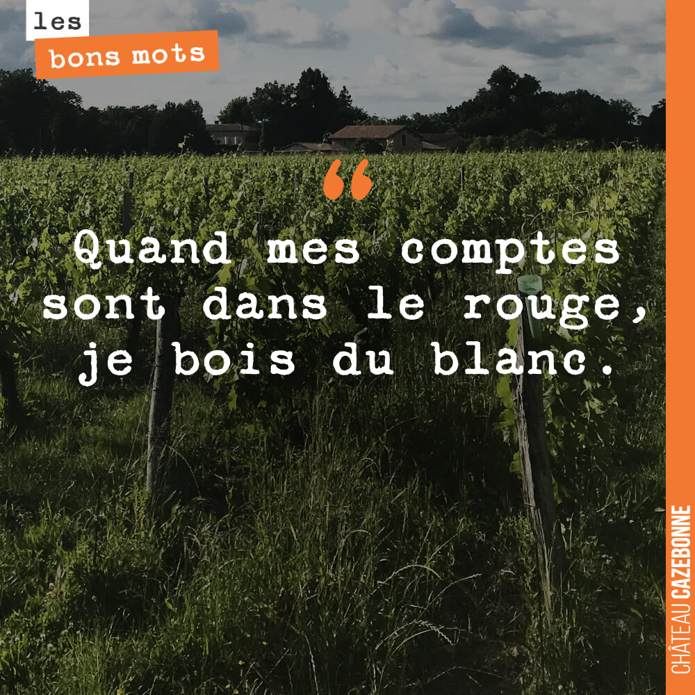 Quand mes comptes sont dans le rouge, je bois du blanc
