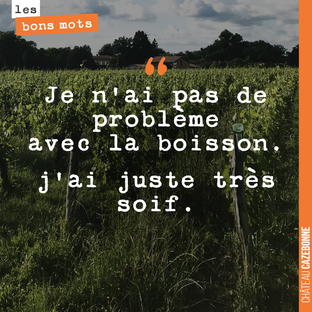 Je n'ai pas de problème avec la boisson. j'ai juste très soif.
