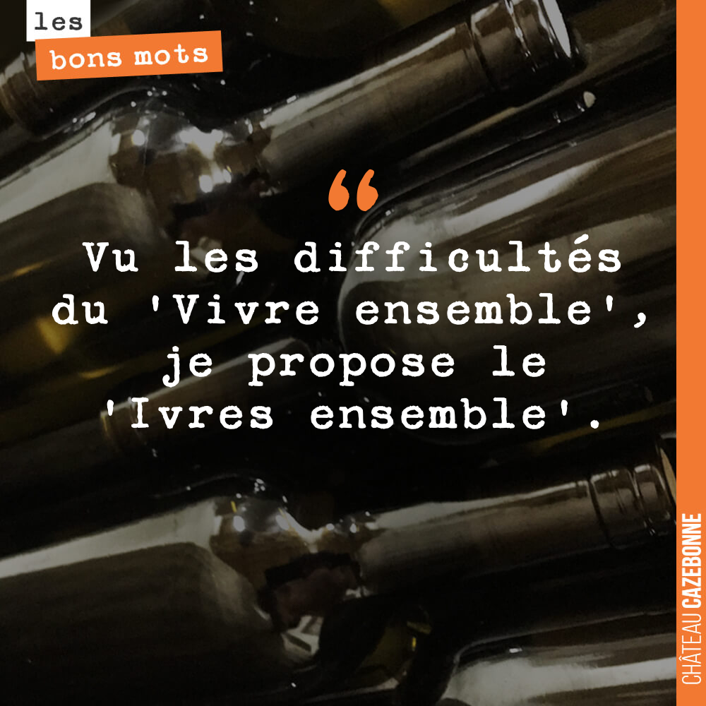 Vu les difficultés du 'Vivre ensemble', je propose le 'Ivres ensemble