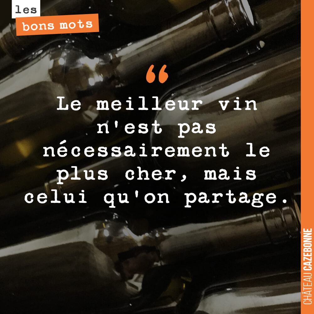 Le meilleur vin n'est pas nécessairement le plus cher, mais celui qu'on partage.