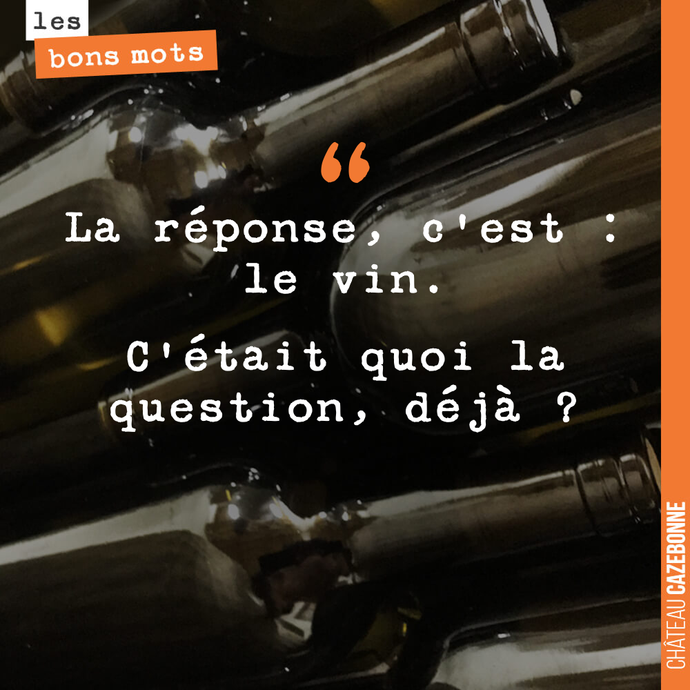 La réponse, c'est : le vin. C'était quoi la question, déjà ?