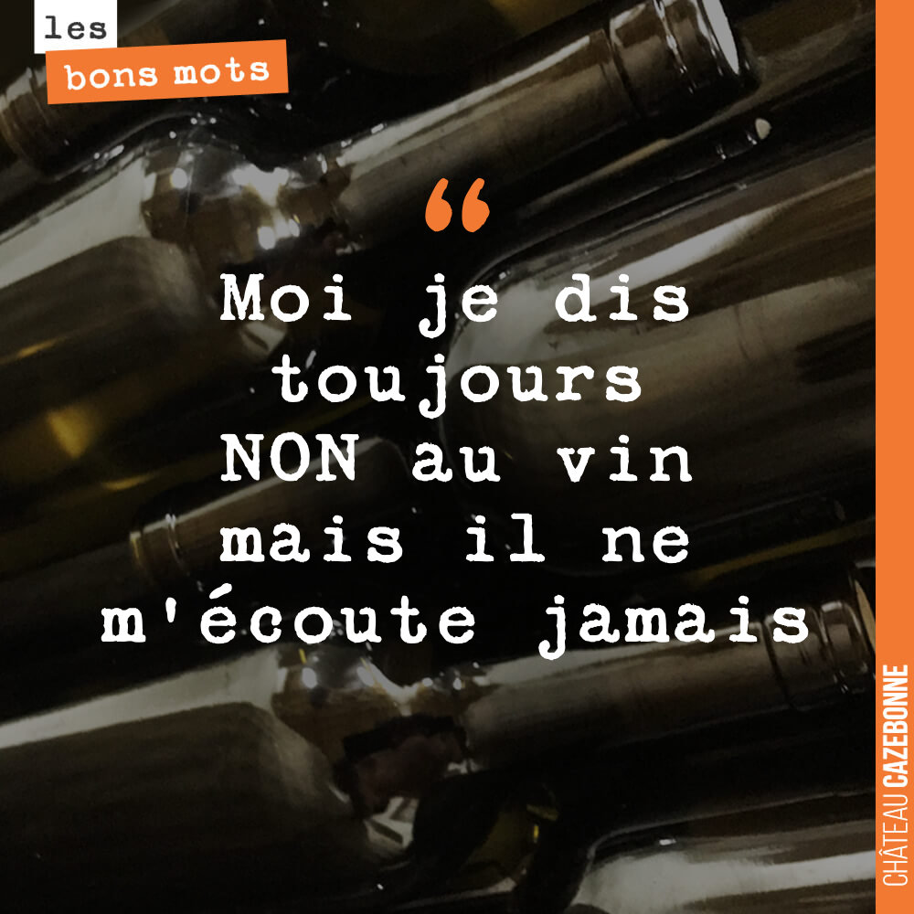 Moi je dis toujours NON au vin mais il ne m'écoute jamais