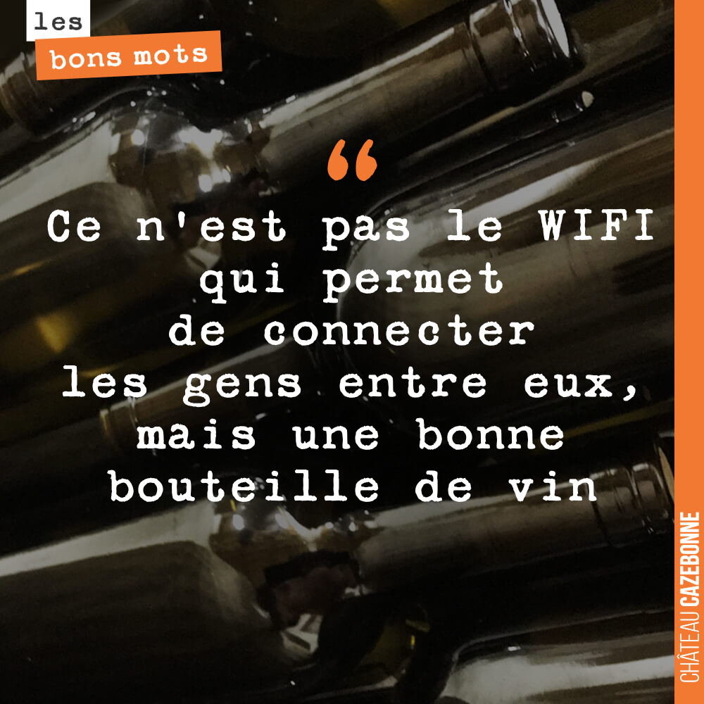 Ce n'est pas le WIFI qui permet de connecter les gens entre eux, mais une bonne bouteille de vin