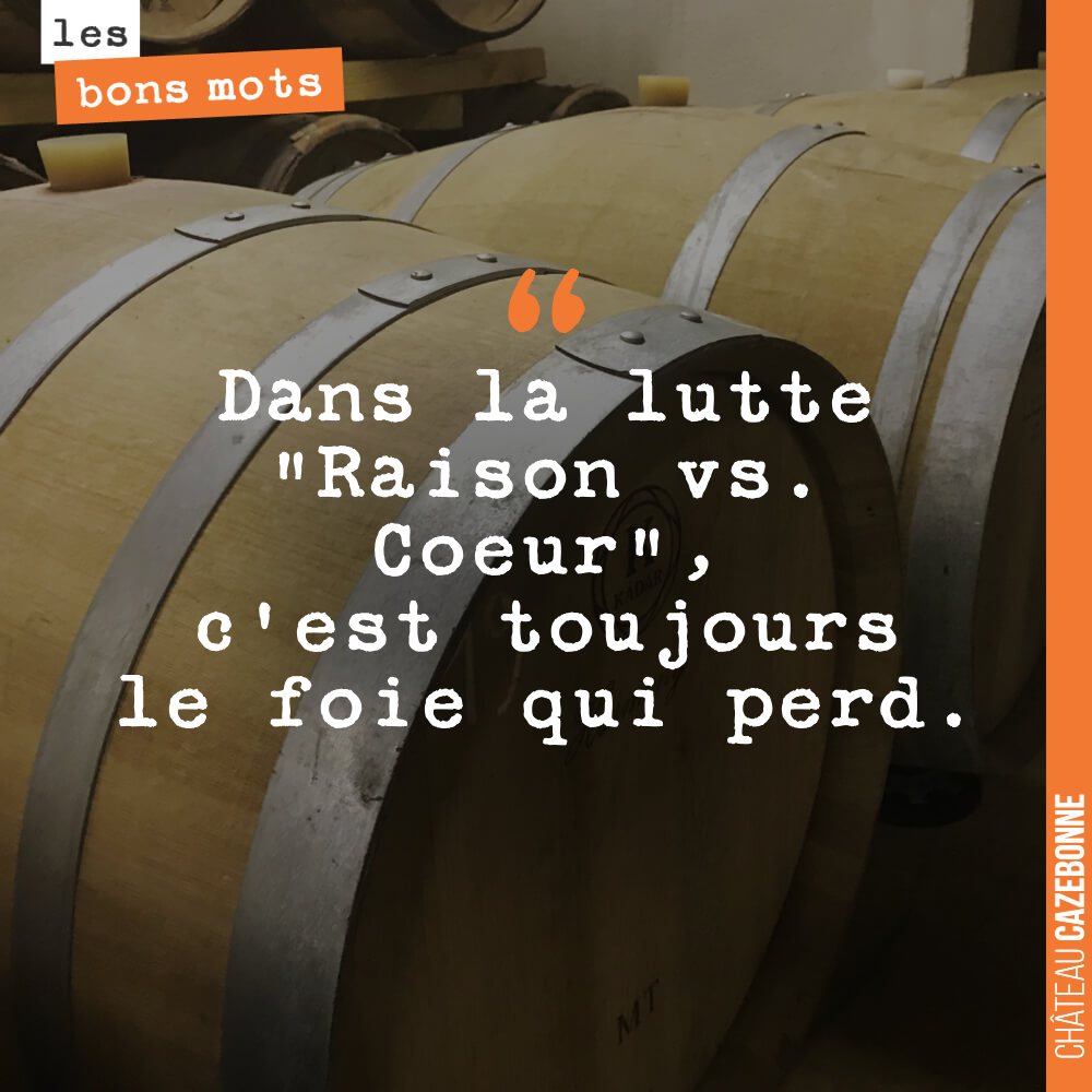 Dans la lutte "Raison vs. Coeur", c'est toujours le foie qui perd.