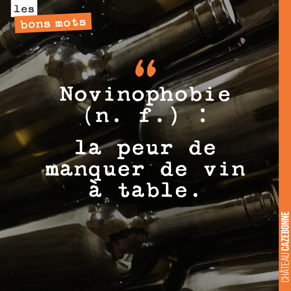 Novinophobie (n. f.) : la peur de manquer de vin à table