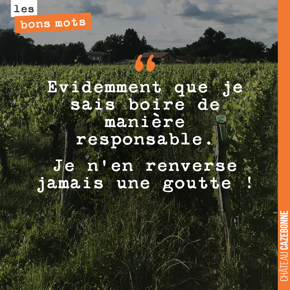Evidemment que je sais boire de manière responsable. Je n'en renverse jamais une goutte !
