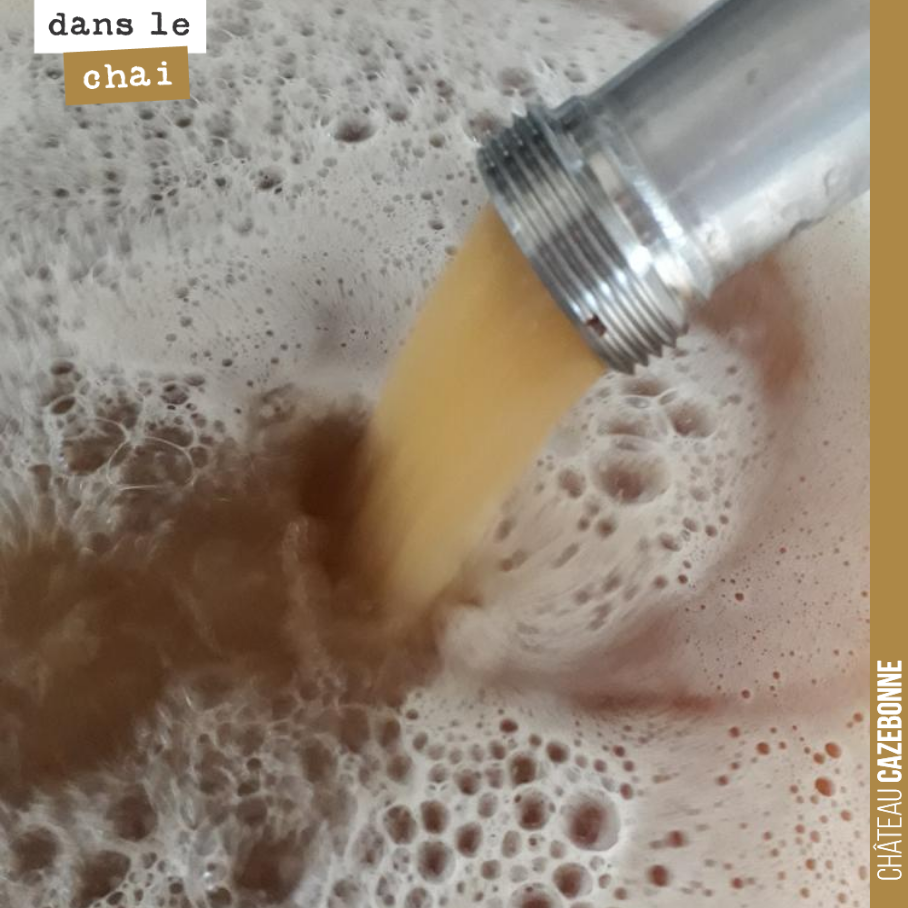 Derniers remontages sur les blancs. A ce stade, nous avons utilisé du soufre sur aucune cuve. On a rentré une vendange très saine et le gaz carbonique dégagé par la fermentation permet de protéger ...