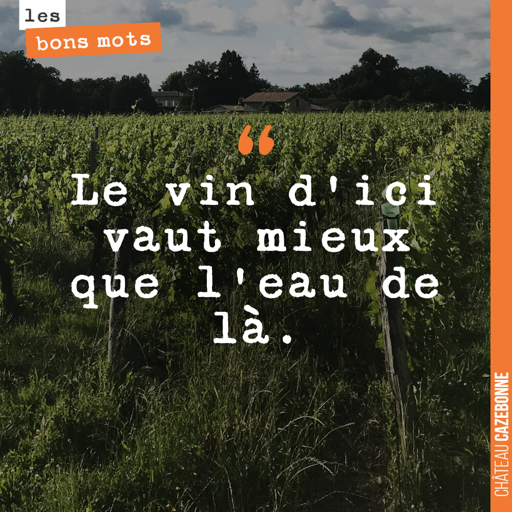 Le vin d'ici vaut mieux que l'eau de là.