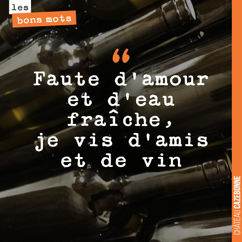 Faute d'amour et d'eau fraîche, je vis d'amis et de vin