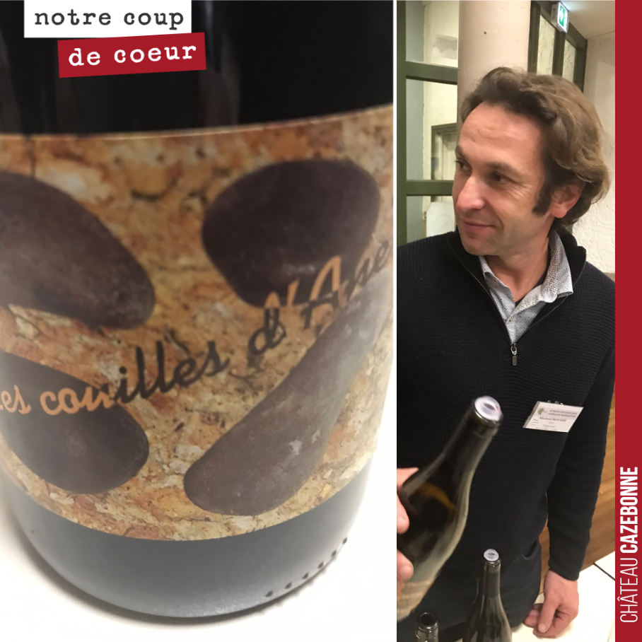Très belle cuvée de Cot (appelé chez nous Malbec), signée Mickael Bouges en Touraine.
Le nom de la cuvée fait référence à de galets roulés, qui affleure sur les sols, appelés localement des couill...