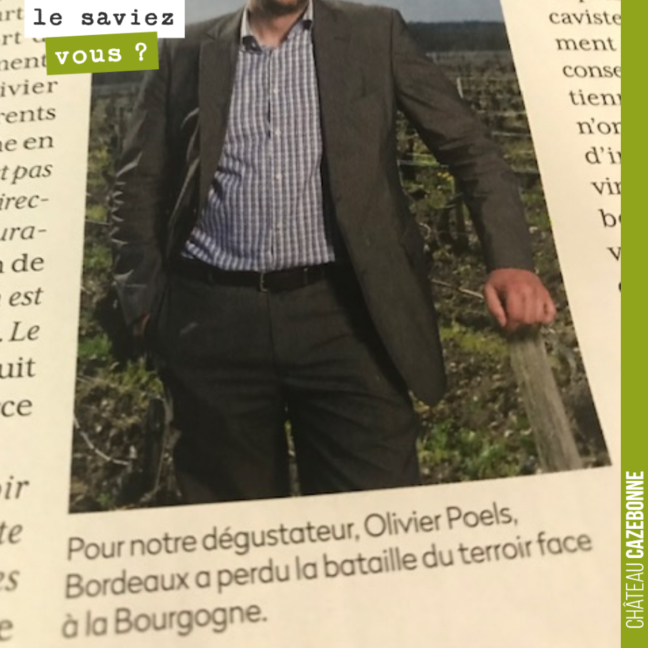 Le débat est lancé. Bordeaux a t’il perdu la bataille du terroir ? Olivier Poels dans le numero hors série de la RVF Bordeaux au delà des préjugés.
Il y a du vrai dans cette affirmation. Bordeaux ...