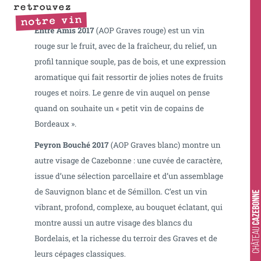 Quand le magazine en ligne La Feuille de Vigne déguste nos deux premières cuvées. Nous sommes très fiers de notre 2017, notre premier millésime dans une année compliquée, marquée par le gel.
Merci...