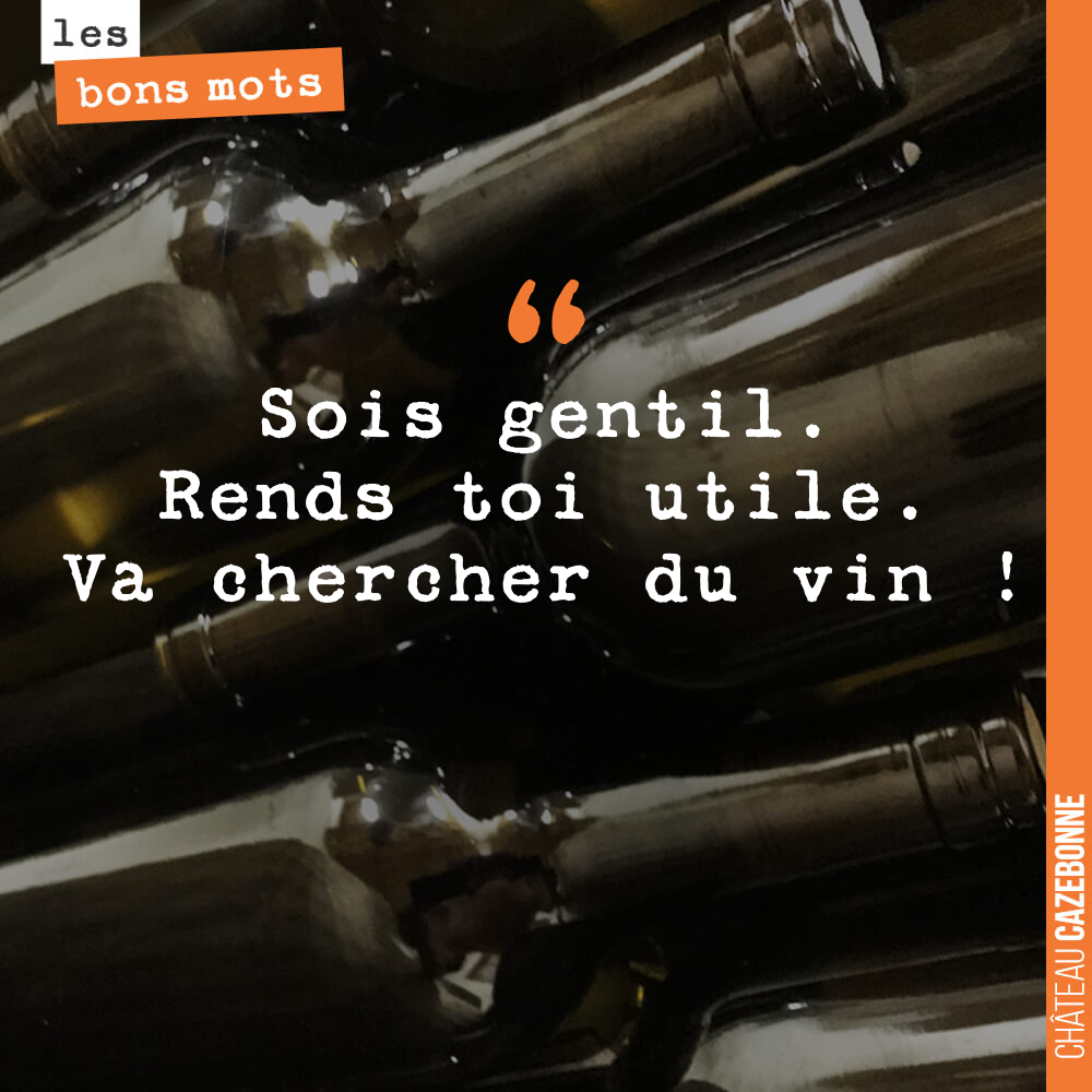 Sois gentil. Rends toi utile. Va chercher du vin !