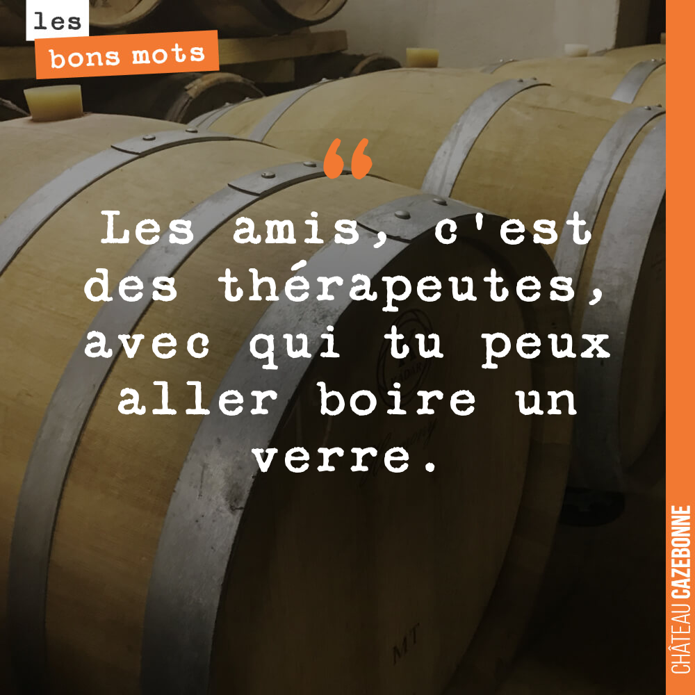 Les amis, c'est des thérapeutes, avec qui tu peux aller boire un verre.