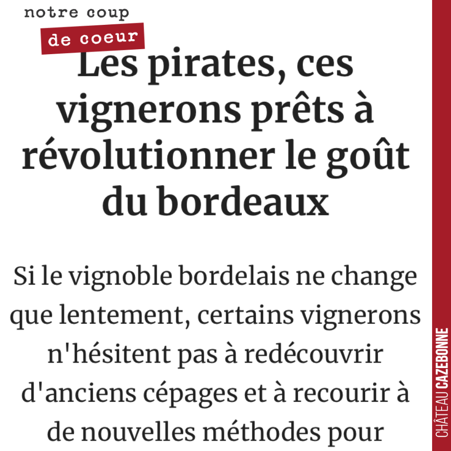Dans leur édition de vendredi, Les Échos ont fait écho à ces vignerons bordelais qui ´travaillent à révolutionner le goût de Bordeaux’.
La formule est choc. Révolution, c’est un bien grand mot.
En ...
