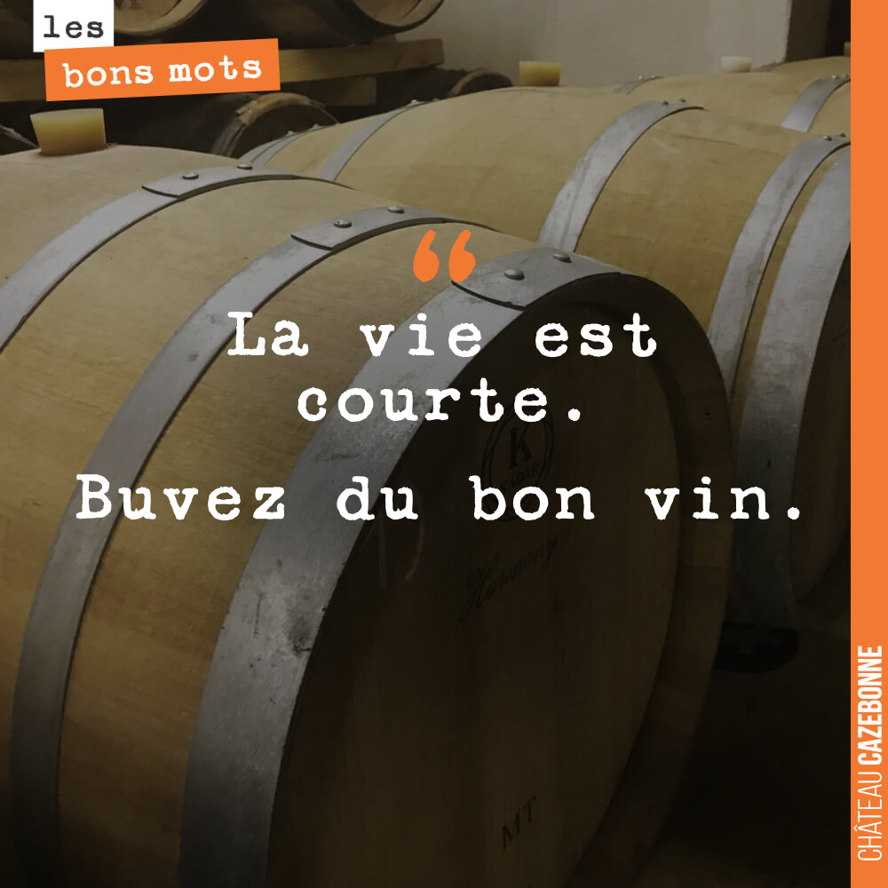 La vie est courte. Buvez du bon vin.