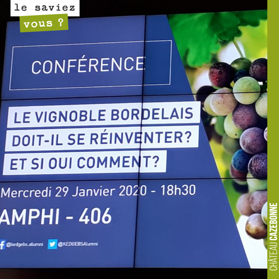 David assiste à la conférence organisée par Kedge sur les défis qui attendent le vignoble bordelais.
On vous en dit plus très vite !