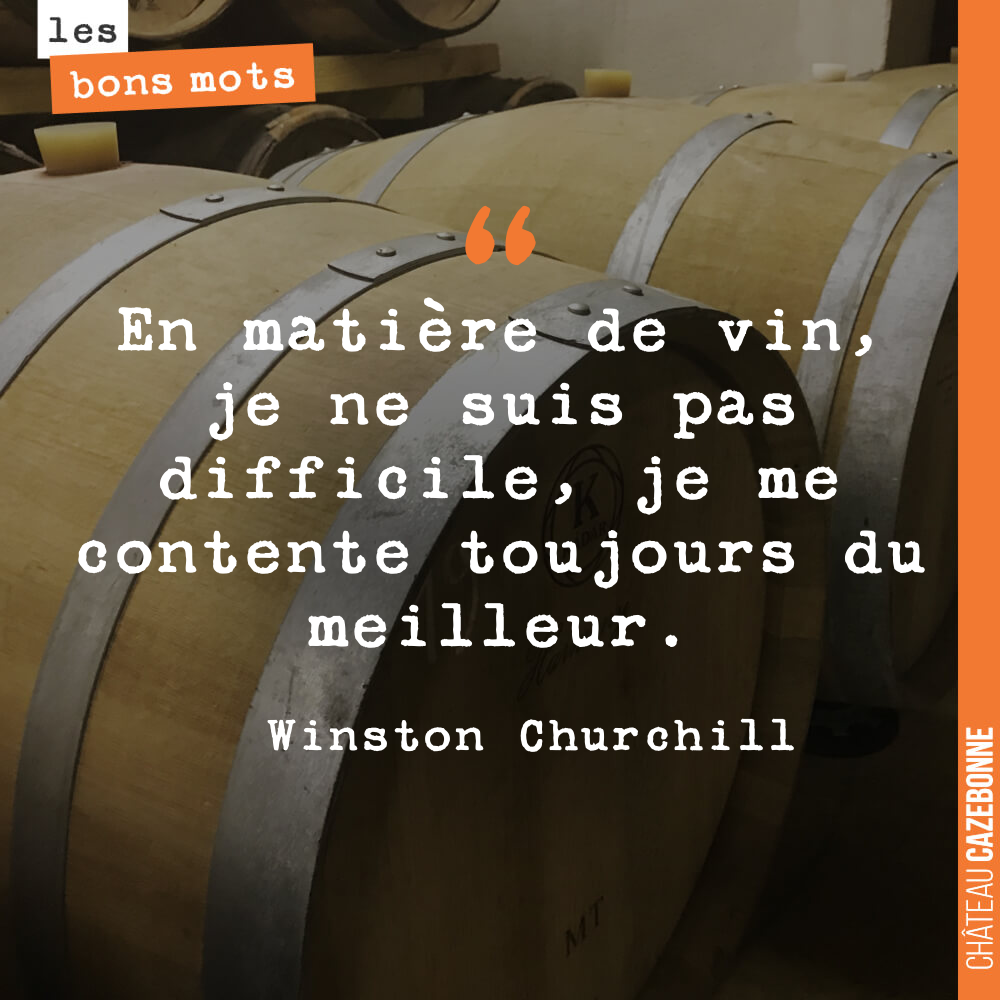 En matière de vin, je ne suis pas difficile, je me contente toujours du meilleur.