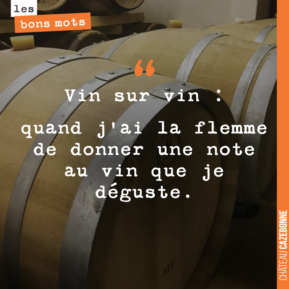 Vin sur vin : quand j'ai la flemme de donner une note au vin que je déguste.