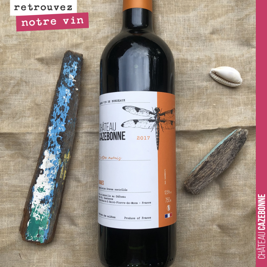 Continuons la présentation de nos cuvées.
Ici, la cuvée Entre amis 2017, un Graves rouge issu de 70% de cabernet-sauvignon, et pour la part restante, un assemblage de merlot, malbec et cabernet-fr...