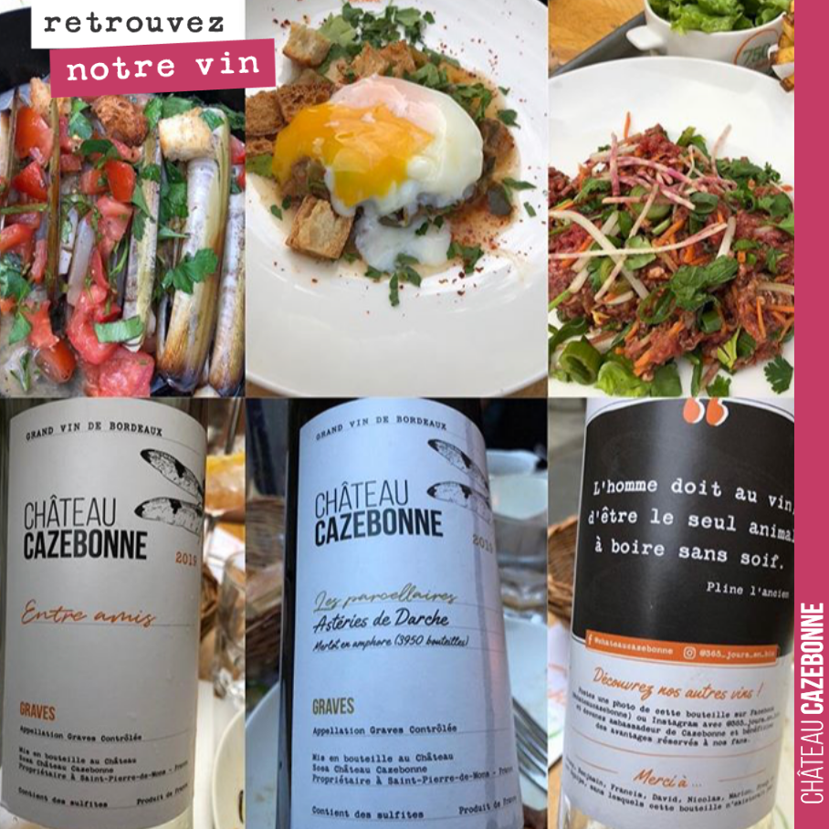 Accords mets (de 750g la table) et vins de Cazebonne.
Merci chefs !