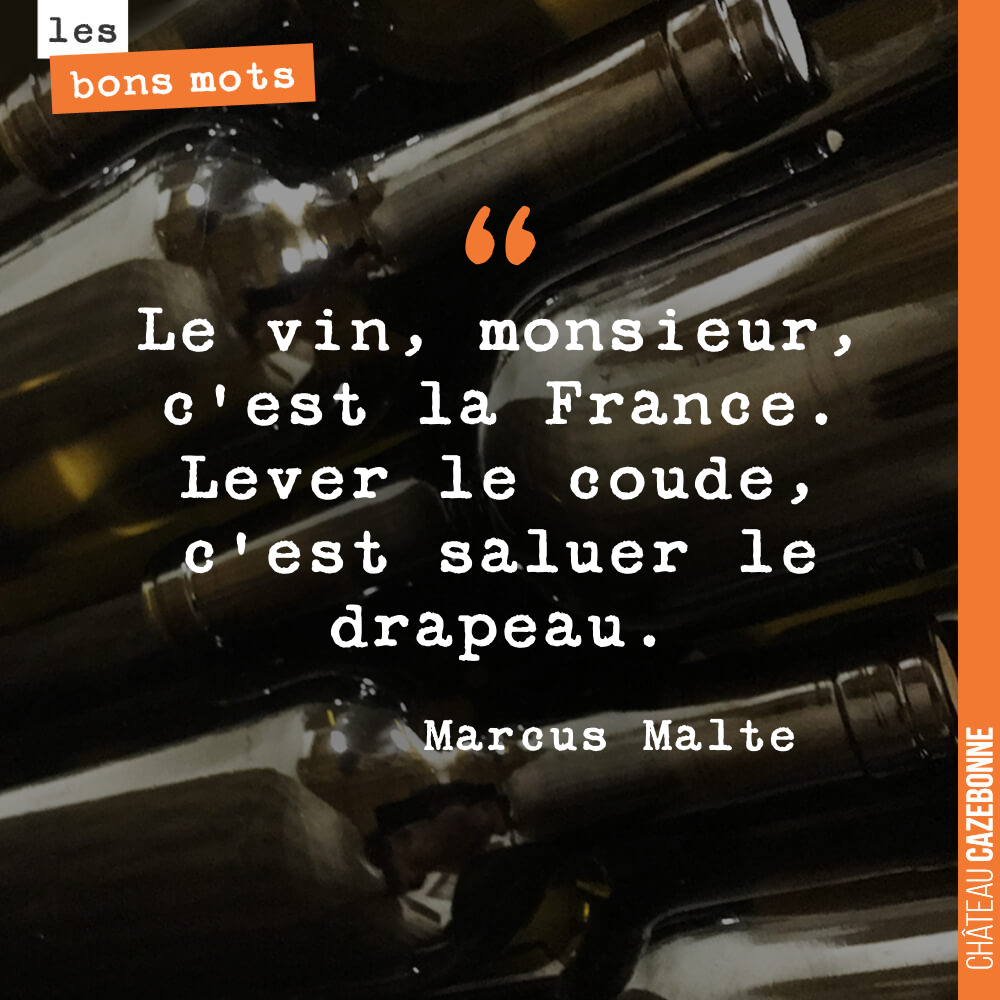 Le vin, monsieur, c'est la France. Lever le coude, c'est saluer le drapeau.