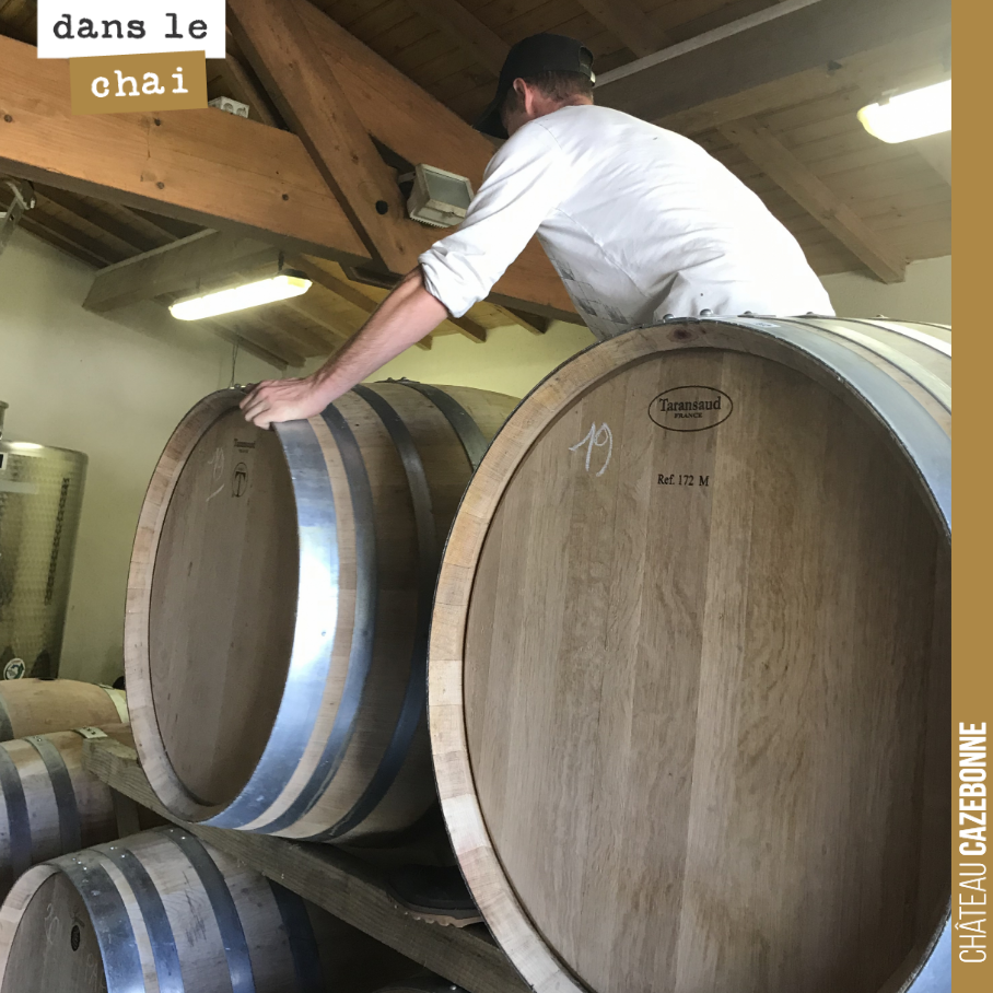 On installe nos barriques sur deux niveaux. Après nettoyage, les barriques sont prêtes pour accueillir la vendange 2020, en blanc comme en rouge.