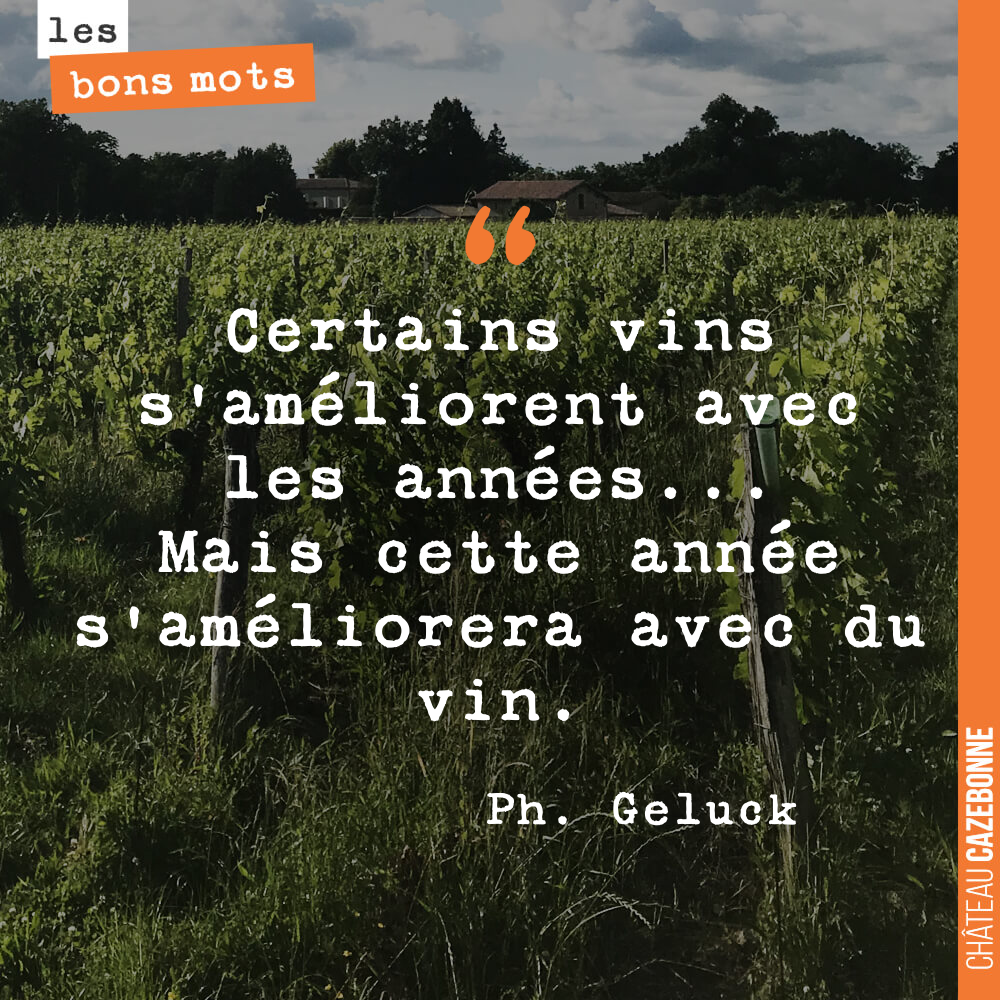 Certains vins s'améliorent avec les années... Mais cette année s'améliorera avec du vin.