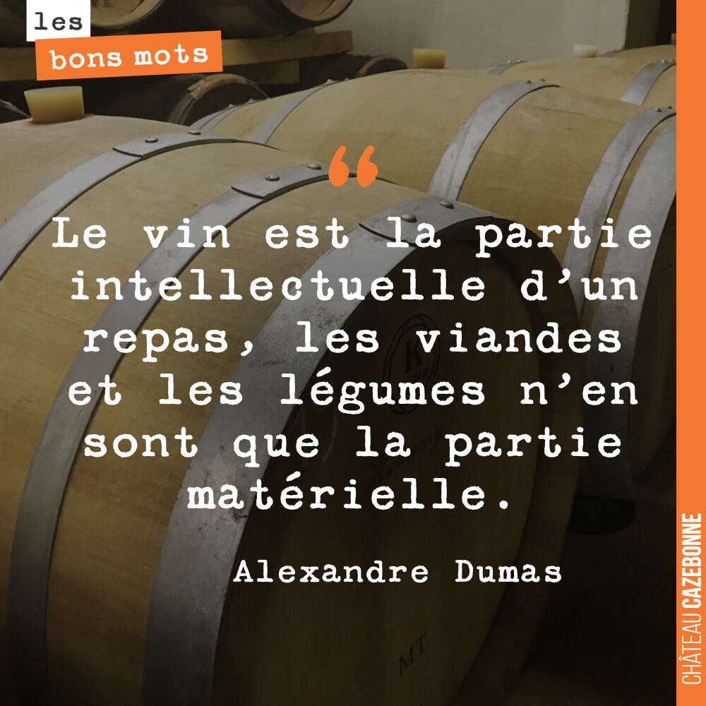 Le vin est la partie intellectuelle d'un repas, les viandes et les légumes n'en sont que la partie matérielle.