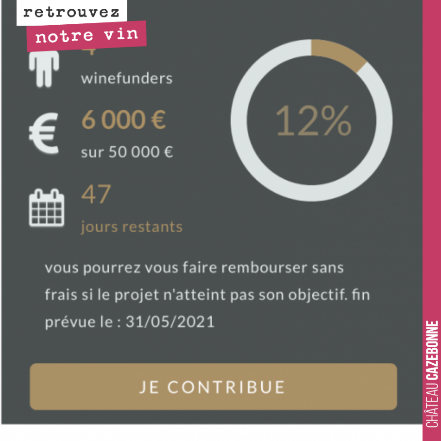 2 jours et 12% de notre projet financé.
Merci pour votre participation pour nous permettre d’aller un peu plus loin dans notre projet de replantation des cépages oubliés de Bordeaux.
Sur le pri...