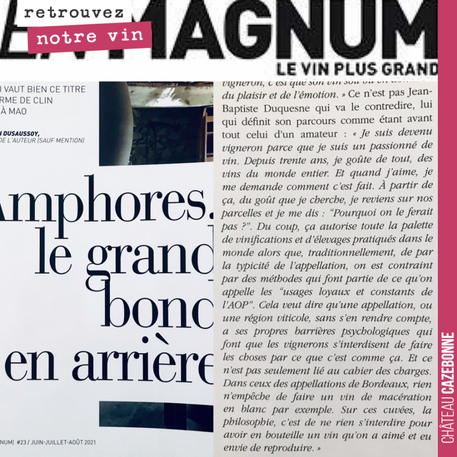 Très fier d’avoir pu expliquer notre démarche à Jean Dusaussoy pour son article dans le dernier numéro d’En Magnum : Amphores, le grand bon en arrière. Notre retour d’expérience aux côtés de domain...