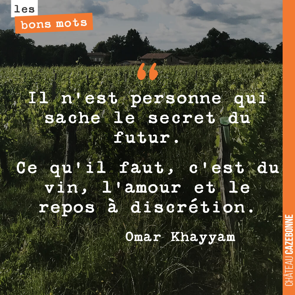 Il n'est personne qui sache le secret du futur. Ce qu'il faut, c'est du vin, l'amour et le repos à discrétion.