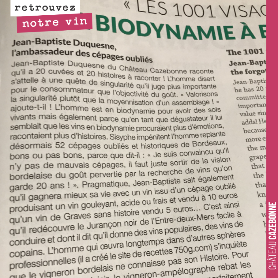 Et bien, cela fait plaisir de passage en gare d’acheter Sommeliers International et de retrouver cet article sur Cazebonne.
Merci Henry Clemens.