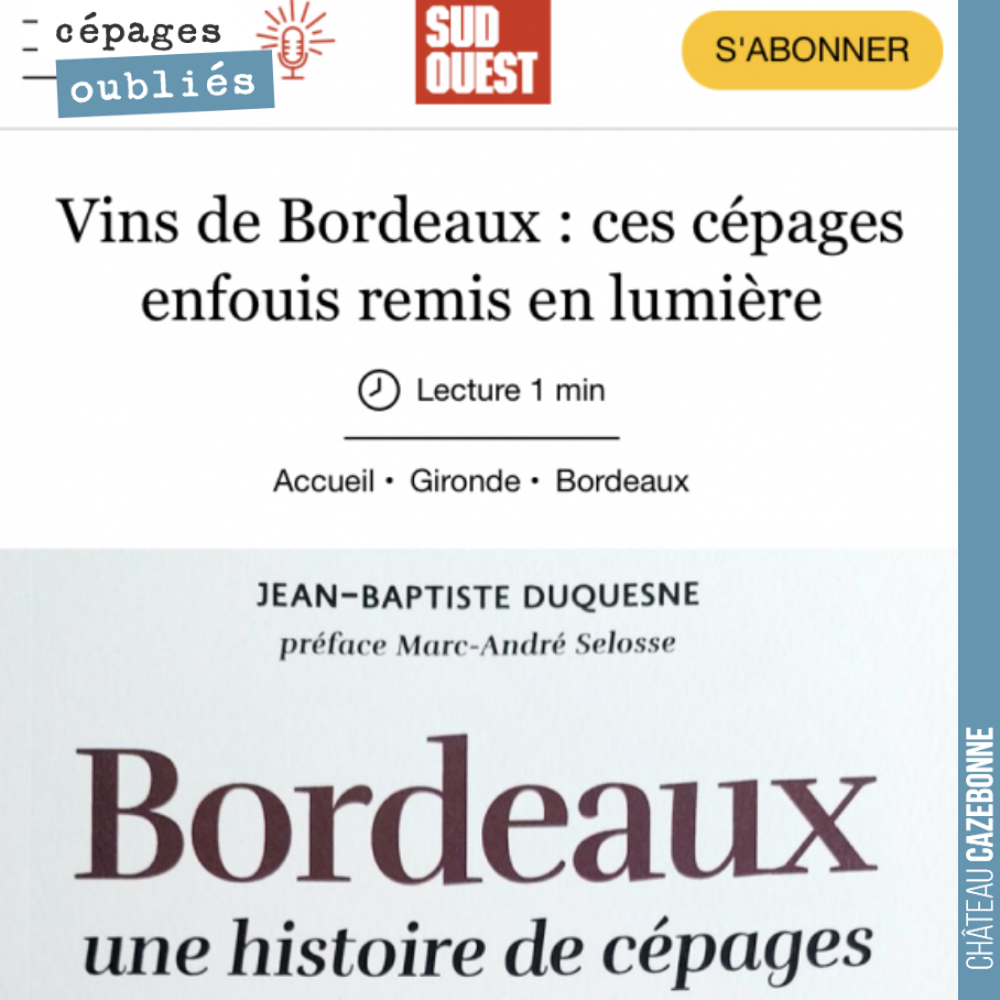 Merci à Jean-Charles Galiacy pour ce bel article dans Sud-Ouest sur notre livre, Bordeaux une histoire de cépages.
Des cépages enfin remis en lumière, autour des 57 cépages que nous avons identifi...