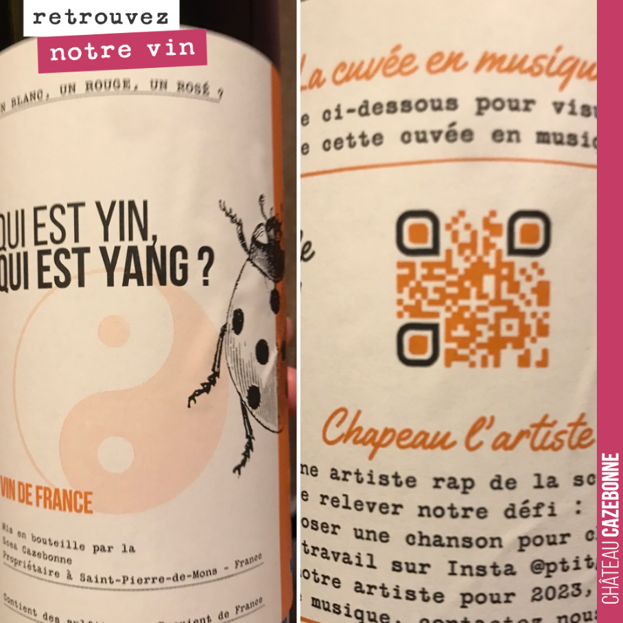 En 2022, toutes les nouvelles cuvées, les nouveaux millésimes comporteront un QR code.
Ce code renvoie vers un clip réalisé par le rappeur lyonnais GAB qui vous raconte la cuvée en une minute chro...