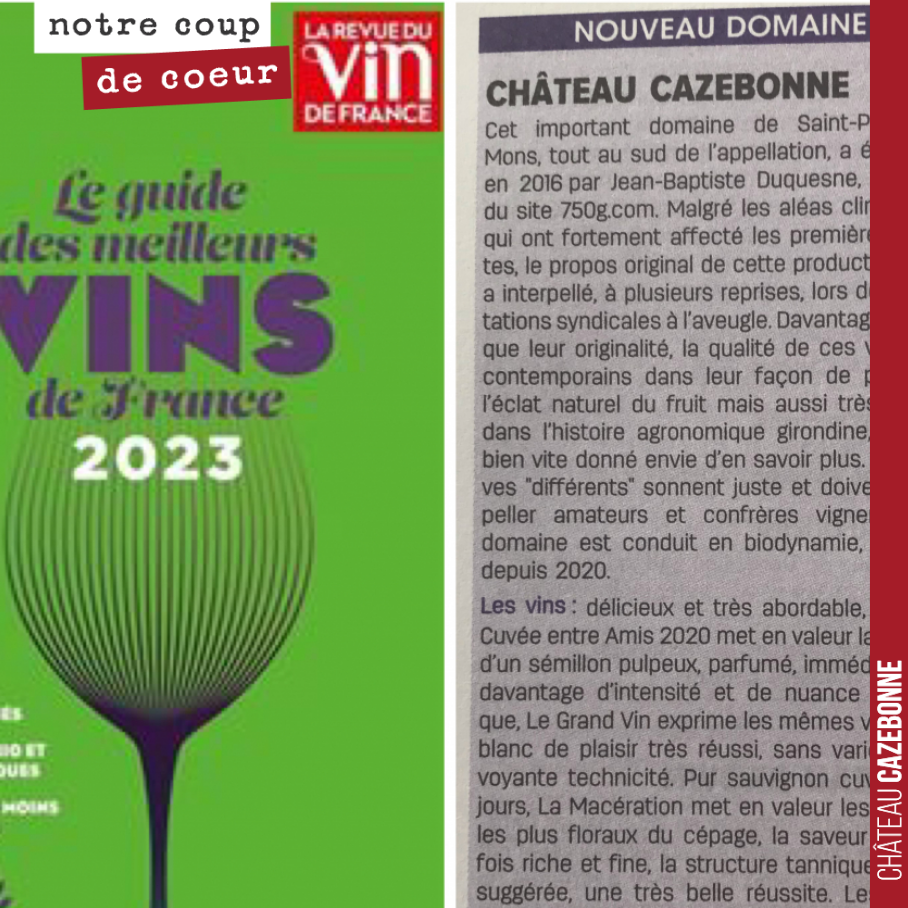 Notre première apparition dans le Guide des meilleurs vins de France de la RVF mérite d’être fêtée avec toute l’équipe. La reconnaissance du travail accompli par chacun, malgré les nombreux aléas c...